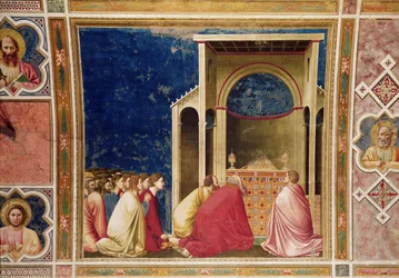 De aanbidders van de Maagd bidden voor de staven in de tempel, c.1303-05